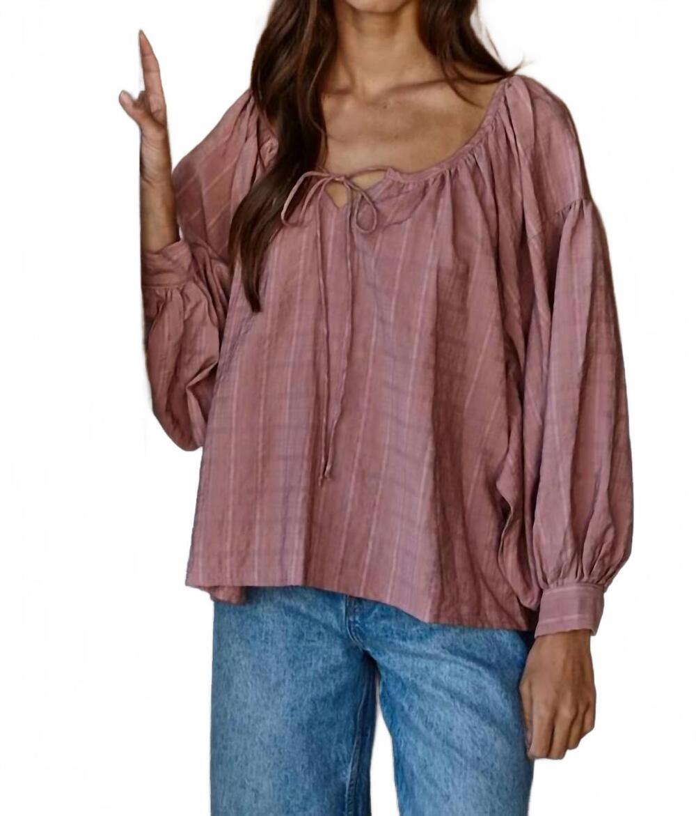 NEW BY TOGETHER woven scoop neck long sleeve blouse in pink